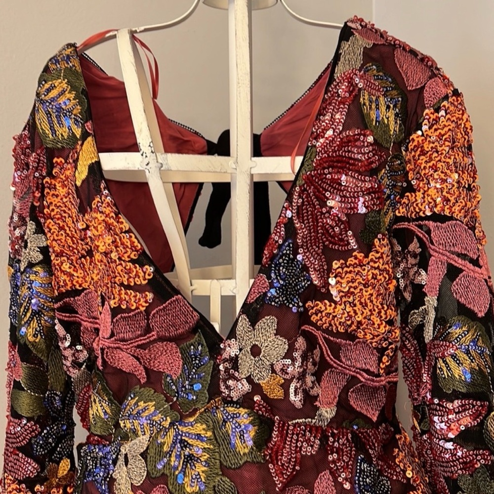 Anthropologie Floral Sequin Mini Dress - Multicolor - Picture 6 of 7
